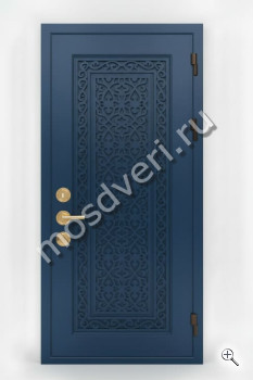 Темно-синяя дверь входная с ковкой - купить от производителя Мосдвери Темно-синяя дверь входная с ковкой